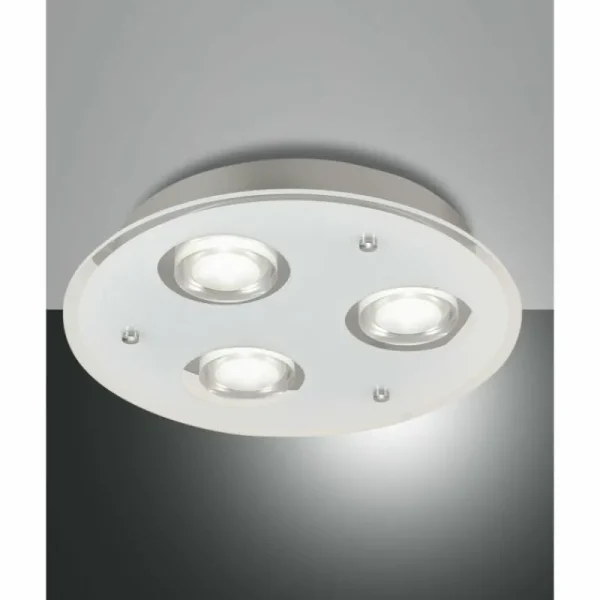 Luminaires Fabas Luce Plafonnier Fabas Luce Bali LED Argenté, 3 lumières* Lampes En Verre