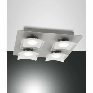 Luminaires Fabas Luce Plafonnier Fabas Luce Desus LED Nickel mat, 4 lumières* Lampes En Verre