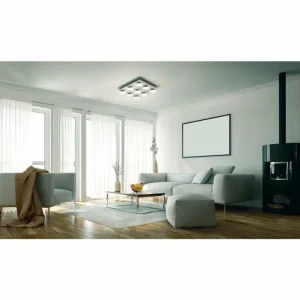 Luminaires Fabas Luce Plafonnier Fabas Luce Desus LED Nickel mat, 9 lumières* Lampes En Verre