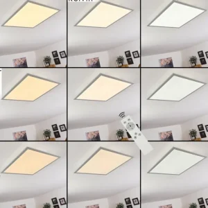 hofstein Plafonnier Farc LED Argenté, 1 lumière, Télécommandes* Lampes Modernes