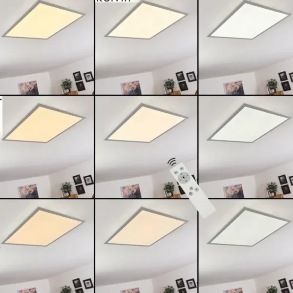 hofstein Plafonnier Farc LED Argenté, 1 lumière, Télécommandes* Lampes Modernes