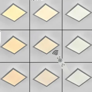 hofstein Plafonnier Farc LED Argenté, 1 lumière, Télécommandes* Lampes Modernes