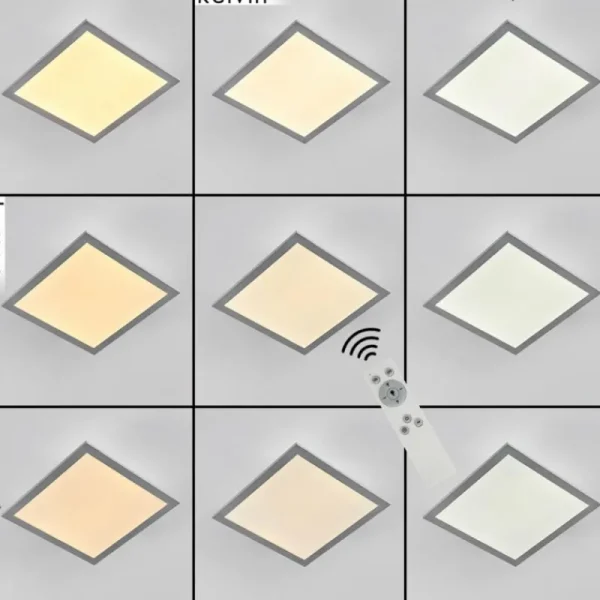 hofstein Plafonnier Farc LED Argenté, 1 lumière, Télécommandes* Lampes Modernes