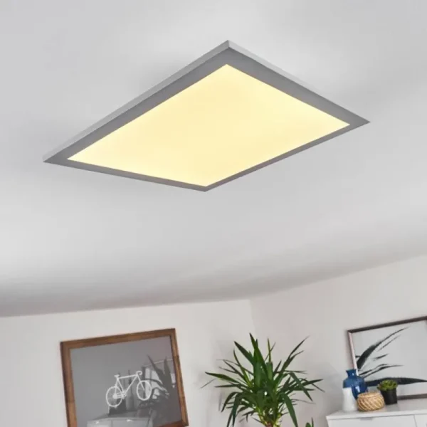 hofstein Plafonnier Farc LED Argenté, 1 lumière, Télécommandes* Lampes Modernes