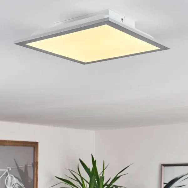 hofstein Plafonnier Farc LED Argenté, 1 lumière, Télécommandes* Lampes Modernes