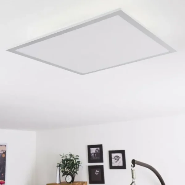 hofstein Plafonnier Farc LED Argenté, 1 lumière, Télécommandes* Lampes Modernes