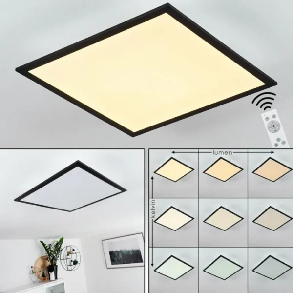 hofstein Plafonnier Farc LED Noir, Blanc, 1 lumière, Télécommandes* Lampes Modernes