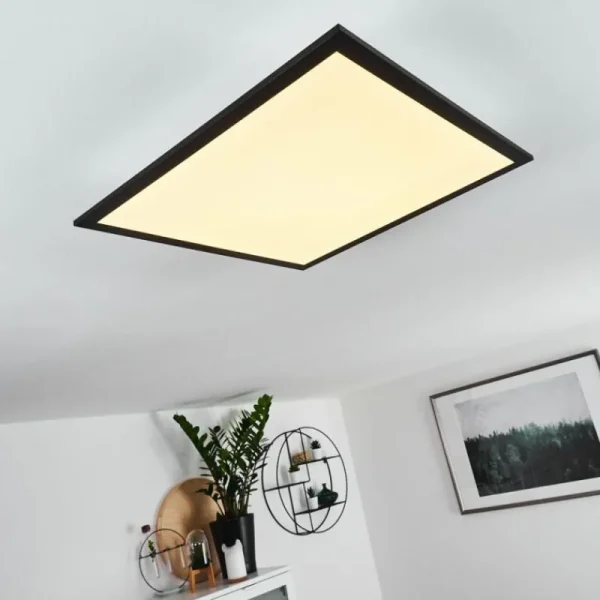 hofstein Plafonnier Farc LED Noir, Blanc, 1 lumière, Télécommandes* Lampes Modernes