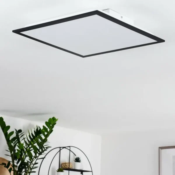 hofstein Plafonnier Farc LED Noir, Blanc, 1 lumière, Télécommandes* Lampes Modernes