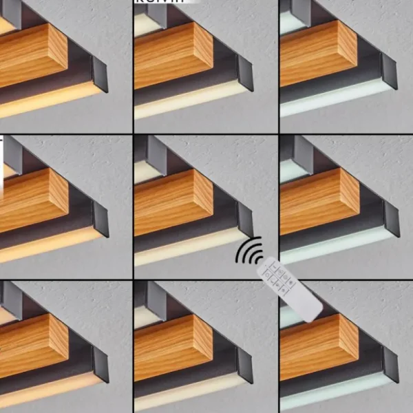 hofstein Plafonnier Favorina LED Écru, Noir, 1 lumière, Télécommandes* Lampes Modernes