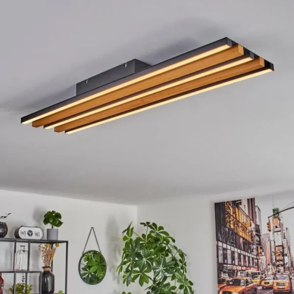 hofstein Plafonnier Favorina LED Écru, Noir, 1 lumière, Télécommandes* Lampes Modernes