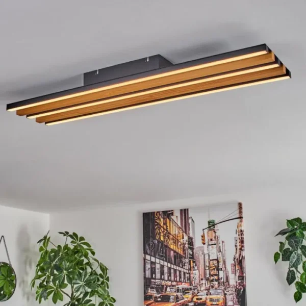 hofstein Plafonnier Favorina LED Écru, Noir, 1 lumière, Télécommandes* Lampes Modernes