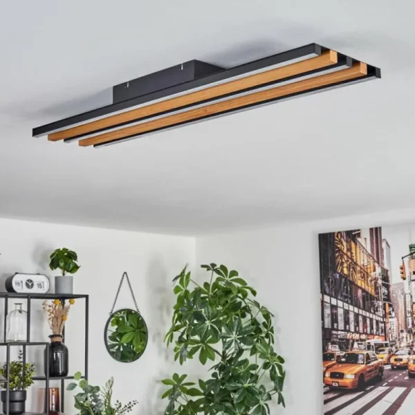 hofstein Plafonnier Favorina LED Écru, Noir, 1 lumière, Télécommandes* Lampes Modernes