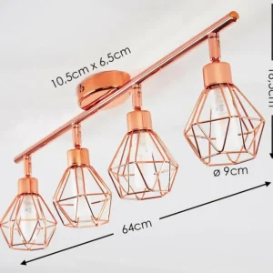 hofstein Plafonnier Ferrand LED Cuivre, 4 lumières* Lampes En Verre