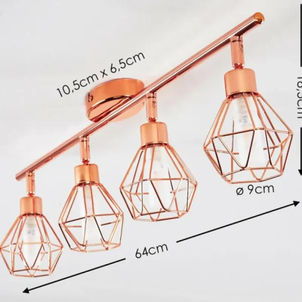 hofstein Plafonnier Ferrand LED Cuivre, 4 lumières* Lampes En Verre