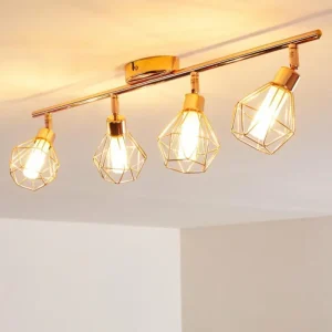 hofstein Plafonnier Ferrand LED Cuivre, 4 lumières* Lampes En Verre