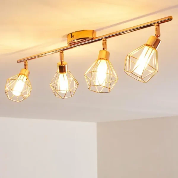 hofstein Plafonnier Ferrand LED Cuivre, 4 lumières* Lampes En Verre
