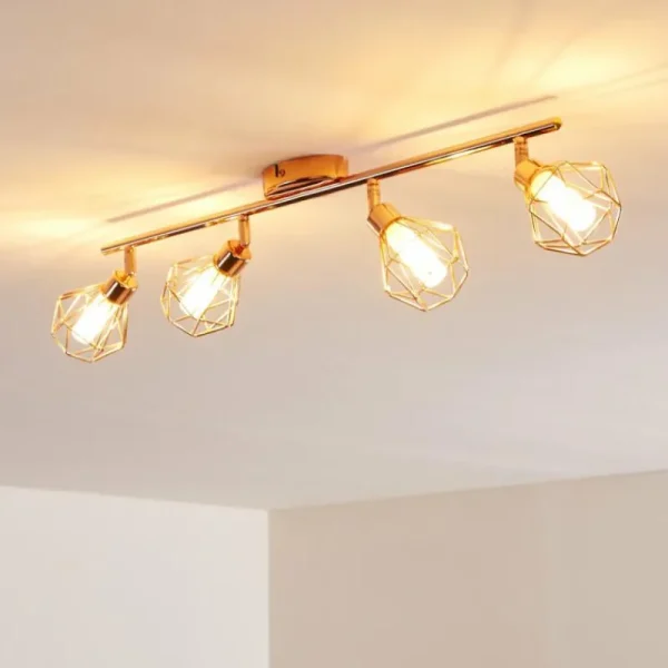 hofstein Plafonnier Ferrand LED Cuivre, 4 lumières* Lampes En Verre