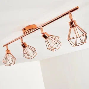 hofstein Plafonnier Ferrand LED Cuivre, 4 lumières* Lampes En Verre