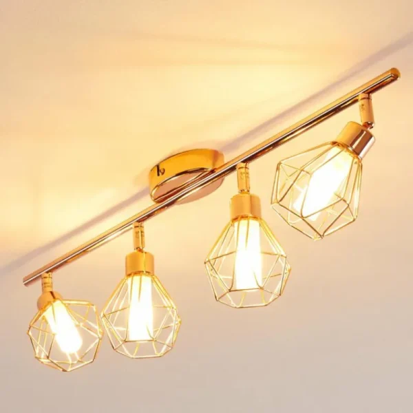 hofstein Plafonnier Ferrand LED Cuivre, 4 lumières* Lampes En Verre