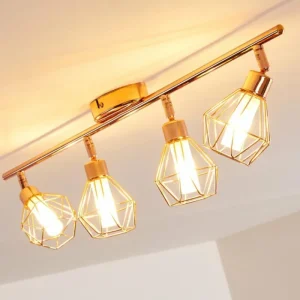 hofstein Plafonnier Ferrand LED Cuivre, 4 lumières* Lampes En Verre