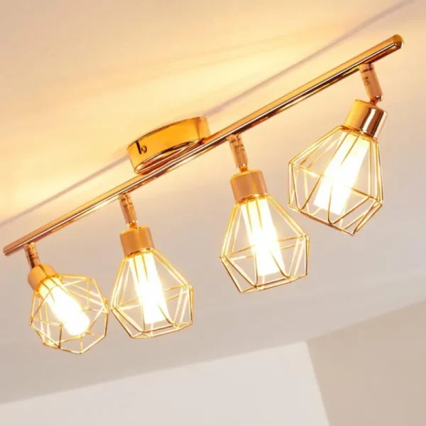 hofstein Plafonnier Ferrand LED Cuivre, 4 lumières* Lampes En Verre