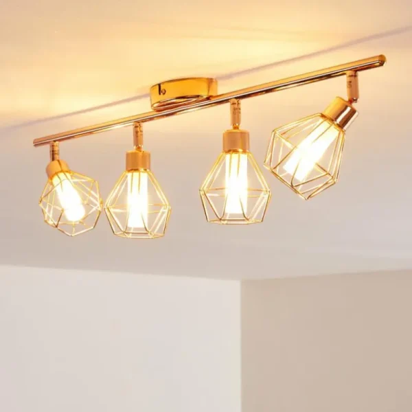 hofstein Plafonnier Ferrand LED Cuivre, 4 lumières* Lampes En Verre