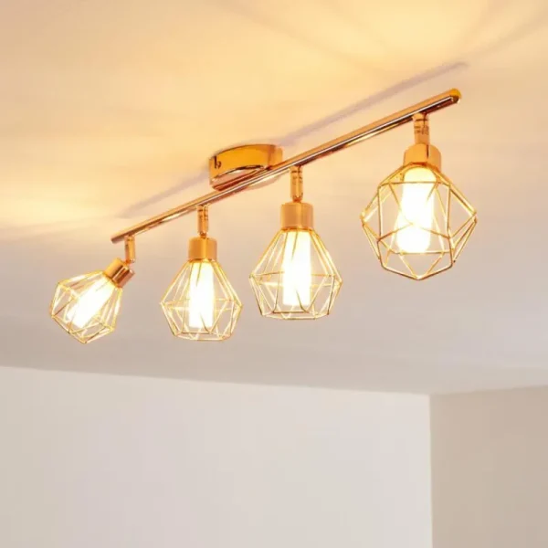 hofstein Plafonnier Ferrand LED Cuivre, 4 lumières* Lampes En Verre