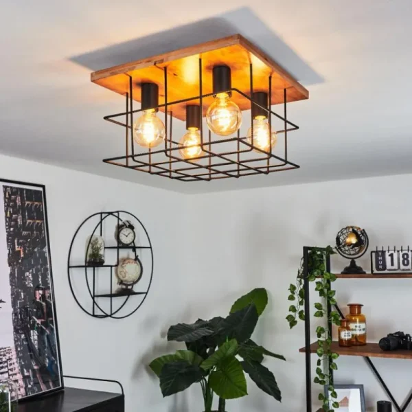 hofstein Plafonnier Fevaag Écru, Noir, 4 lumières* Lampes Modernes