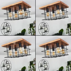 hofstein Plafonnier Fevaag Écru, Noir, 4 lumières* Lampes Modernes