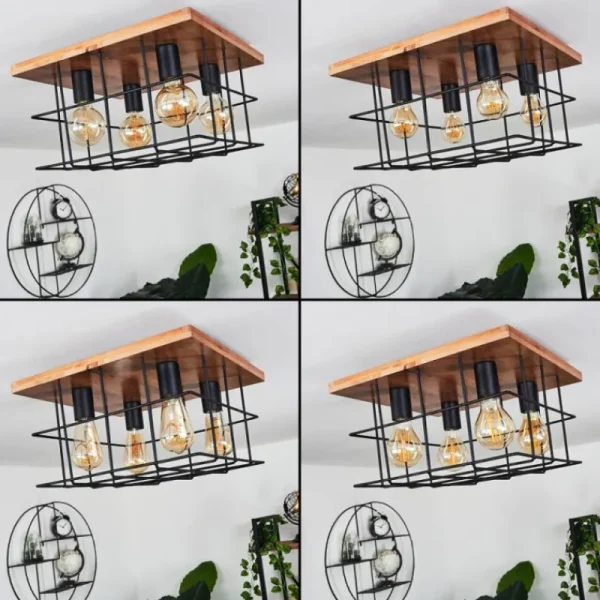 hofstein Plafonnier Fevaag Écru, Noir, 4 lumières* Lampes Modernes