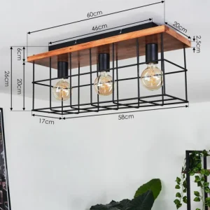 hofstein Plafonnier Fevaag Écru, Noir, 3 lumières* Lampes Modernes