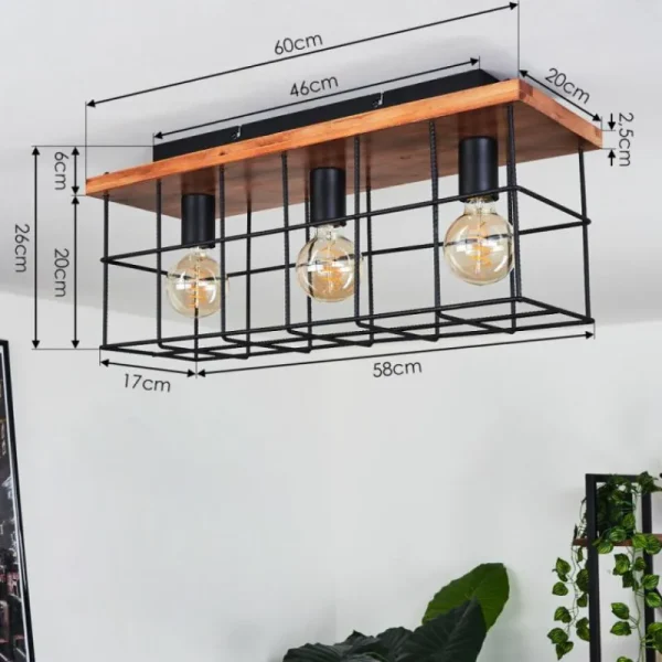 hofstein Plafonnier Fevaag Écru, Noir, 3 lumières* Lampes Modernes
