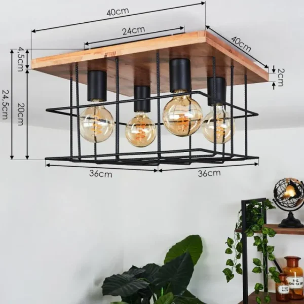 hofstein Plafonnier Fevaag Écru, Noir, 4 lumières* Lampes Modernes