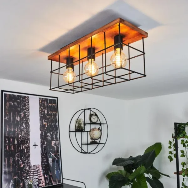 hofstein Plafonnier Fevaag Écru, Noir, 3 lumières* Lampes Modernes