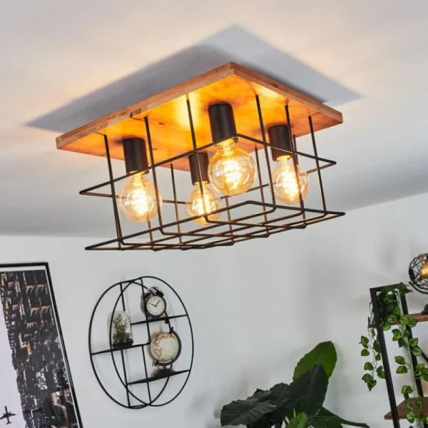 hofstein Plafonnier Fevaag Écru, Noir, 4 lumières* Lampes Modernes