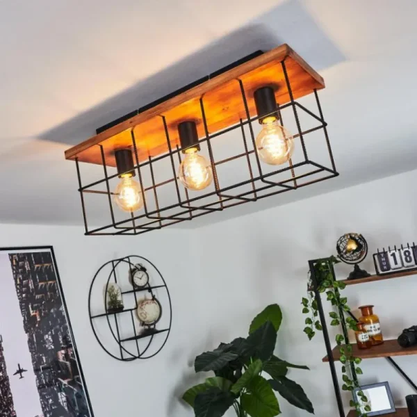 hofstein Plafonnier Fevaag Écru, Noir, 3 lumières* Lampes Modernes