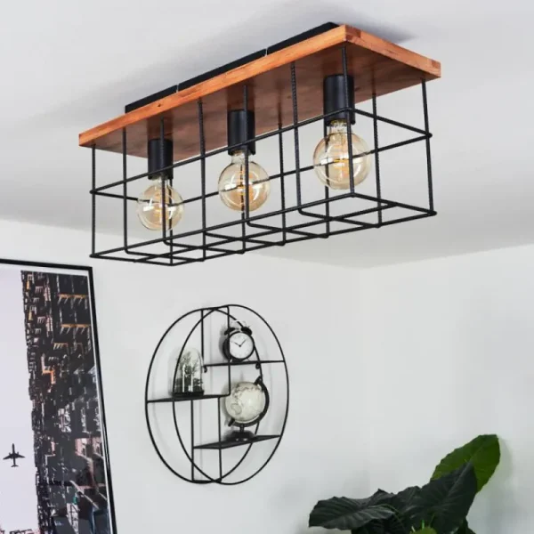 hofstein Plafonnier Fevaag Écru, Noir, 3 lumières* Lampes Modernes