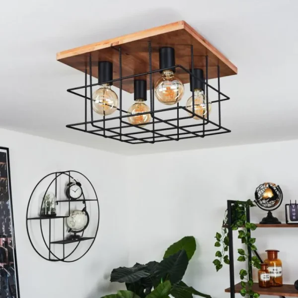 hofstein Plafonnier Fevaag Écru, Noir, 4 lumières* Lampes Modernes