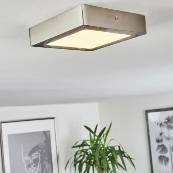 hofstein Plafonnier Finsrud LED Nickel mat, 1 lumière* Lampes Modernes