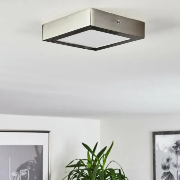 hofstein Plafonnier Finsrud LED Nickel mat, 1 lumière* Lampes Modernes