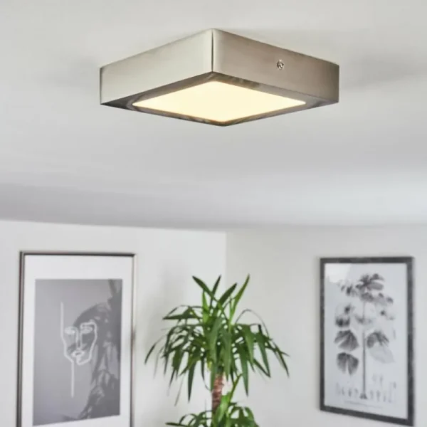hofstein Plafonnier Finsrud LED Nickel mat, 1 lumière* Lampes Modernes