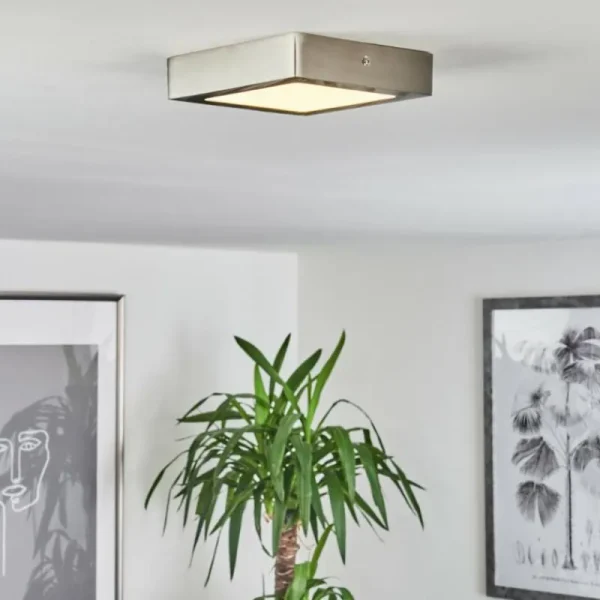 hofstein Plafonnier Finsrud LED Nickel mat, 1 lumière* Lampes Modernes