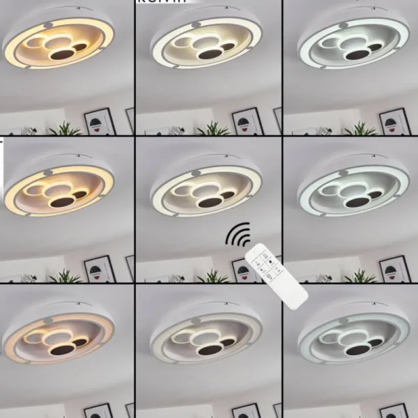 hofstein Plafonnier Fitili LED Blanc, 1 lumière, Télécommandes* Lampes En Verre