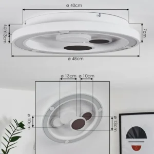 hofstein Plafonnier Fitili LED Blanc, 1 lumière, Télécommandes* Lampes En Verre