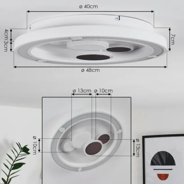 hofstein Plafonnier Fitili LED Blanc, 1 lumière, Télécommandes* Lampes En Verre