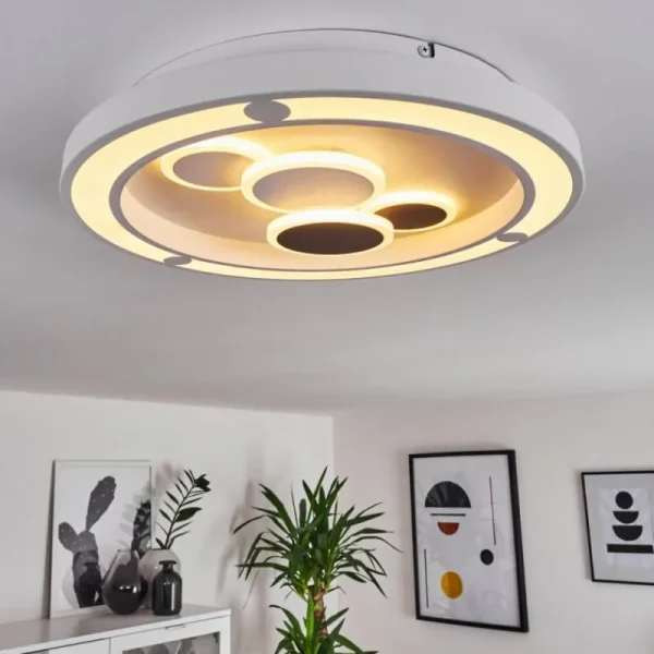 hofstein Plafonnier Fitili LED Blanc, 1 lumière, Télécommandes* Lampes En Verre