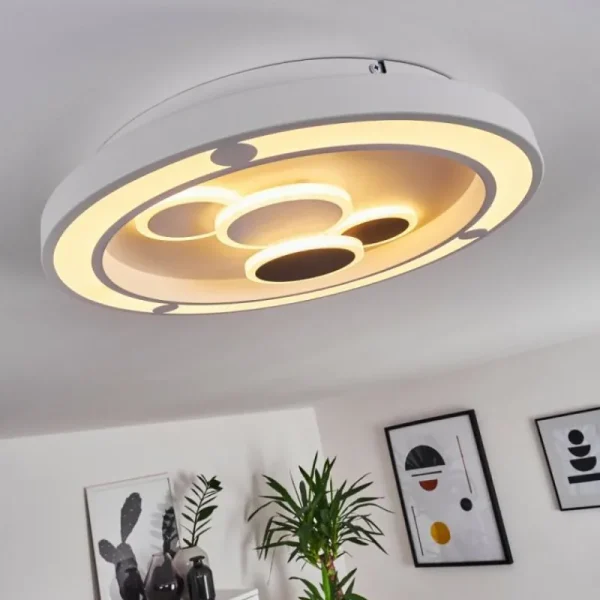 hofstein Plafonnier Fitili LED Blanc, 1 lumière, Télécommandes* Lampes En Verre