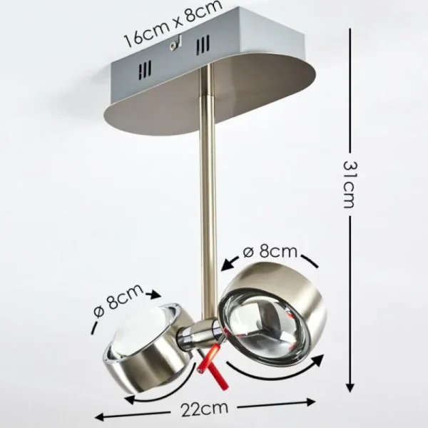 hofstein Plafonnier Florenz LED Nickel mat, 2 lumières* Lampes En Verre