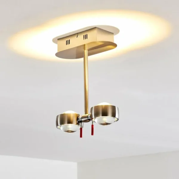 hofstein Plafonnier Florenz LED Nickel mat, 2 lumières* Lampes En Verre